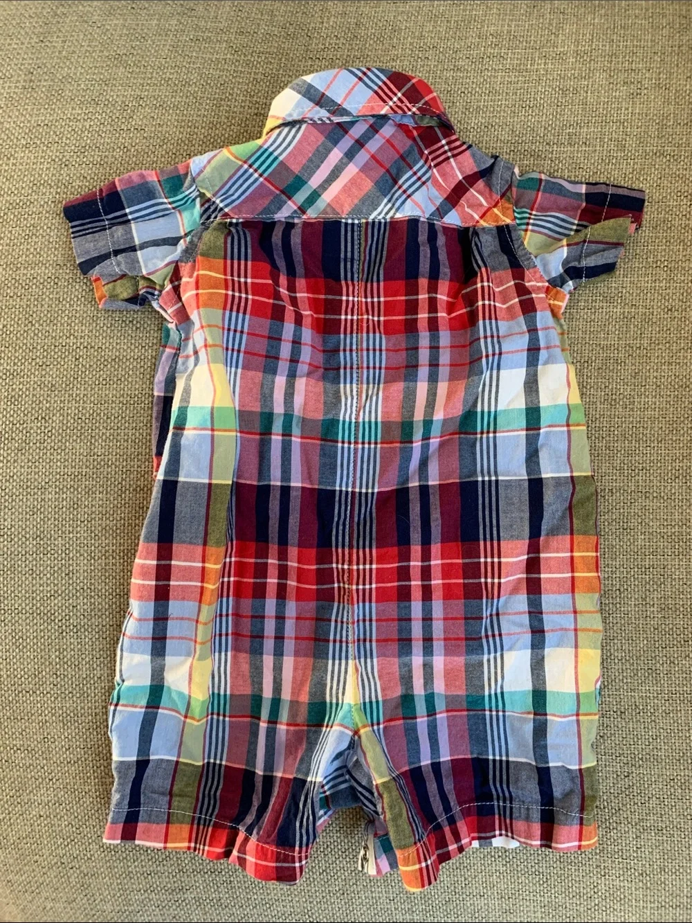 Baby Romper 100% cotton short sleeve Ralph Lauren Plaid baby boy size 6 months
